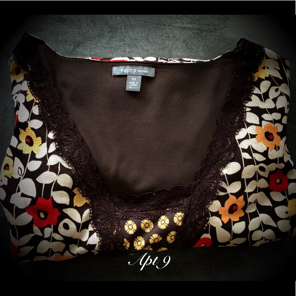 Apt 9 Gauzy Peasant Blouse with Lace Trim